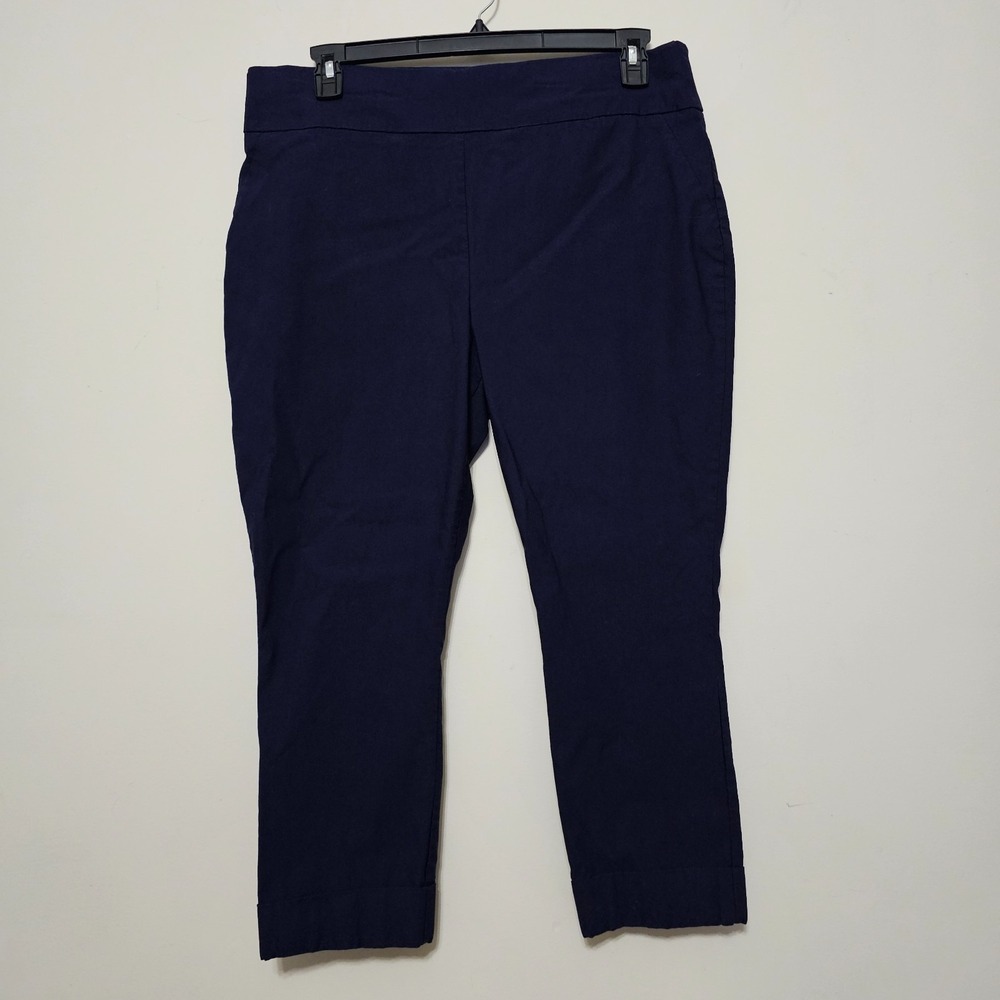 7th Avenue Women's Pant XXL Navy Capri Navy Stretch Pockets 1034
